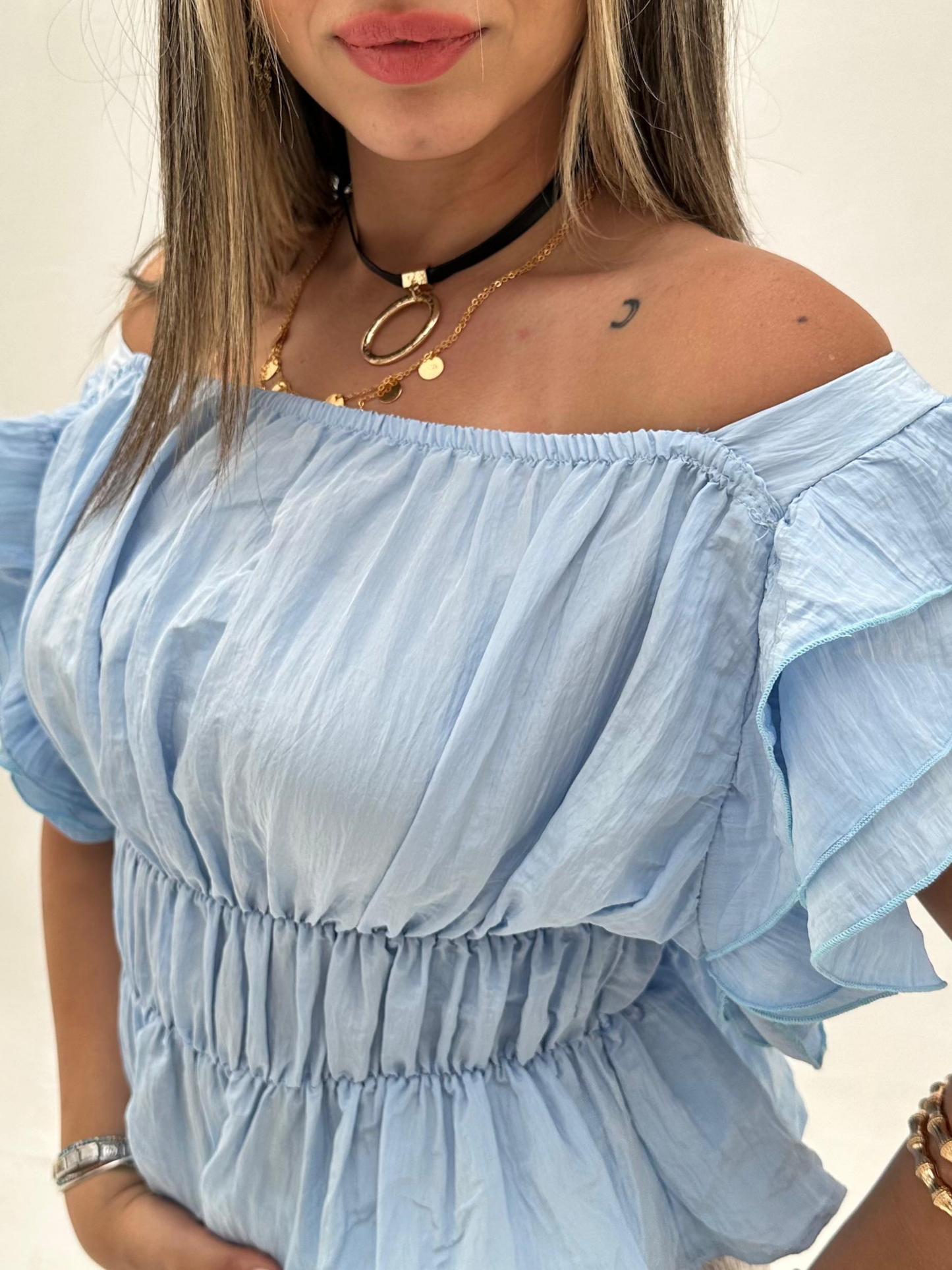 Blue Off Shoulder Top code: 1062