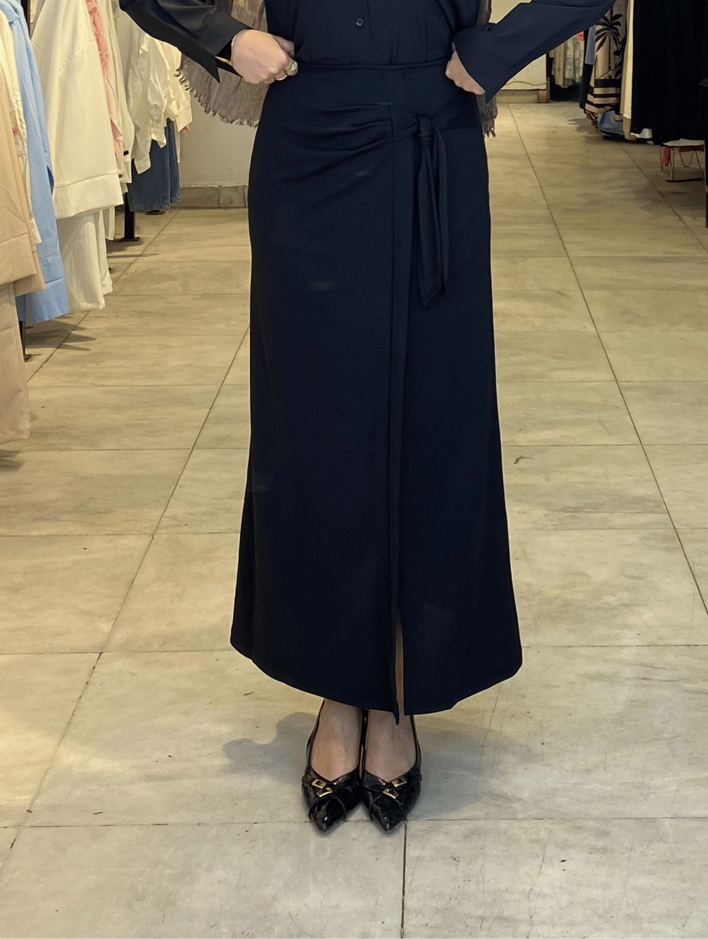 Black Ribbon Skirt ss25ms-skr-3006