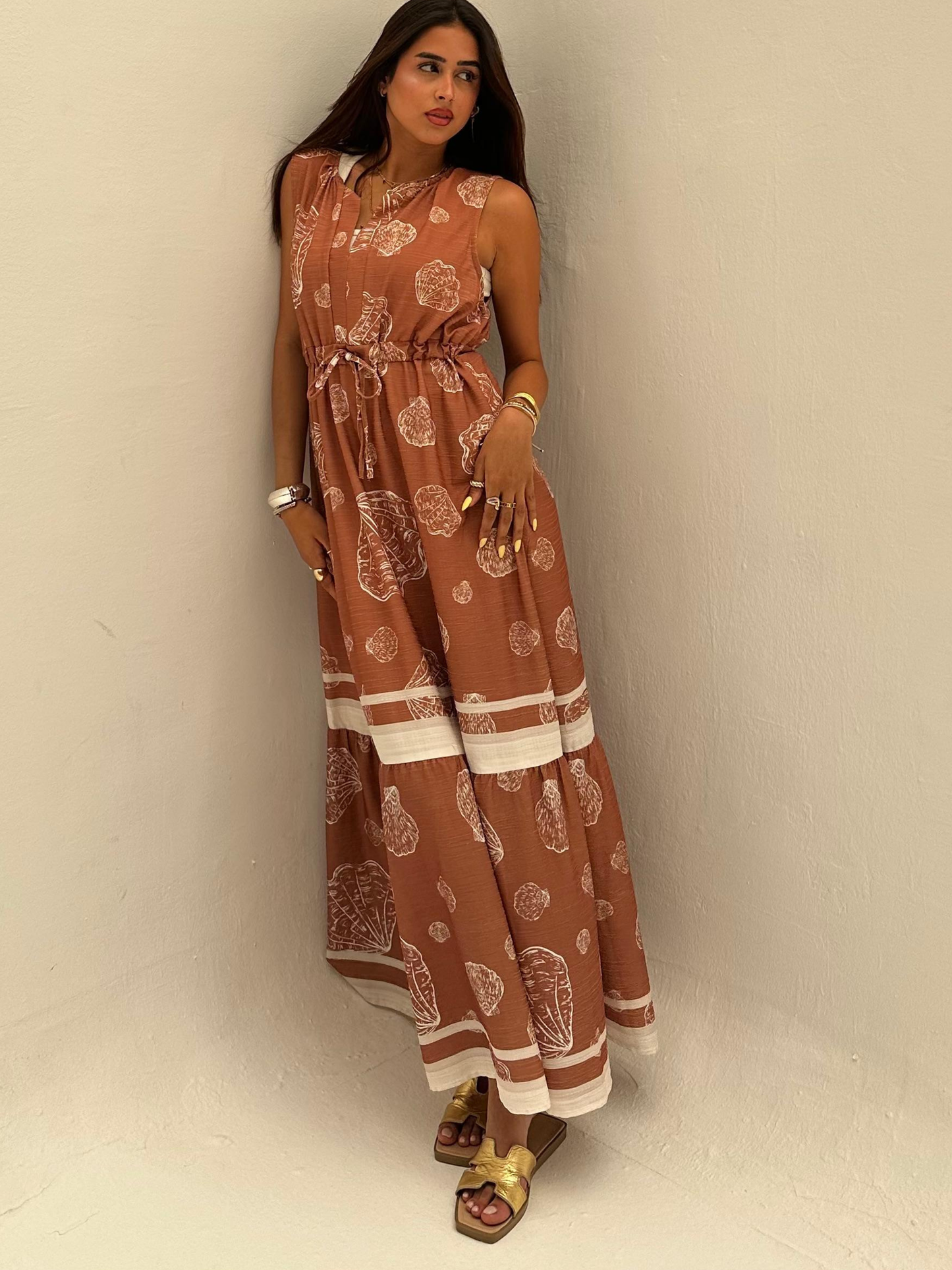 Linea Havana Printed White Dress Code: 4037-1