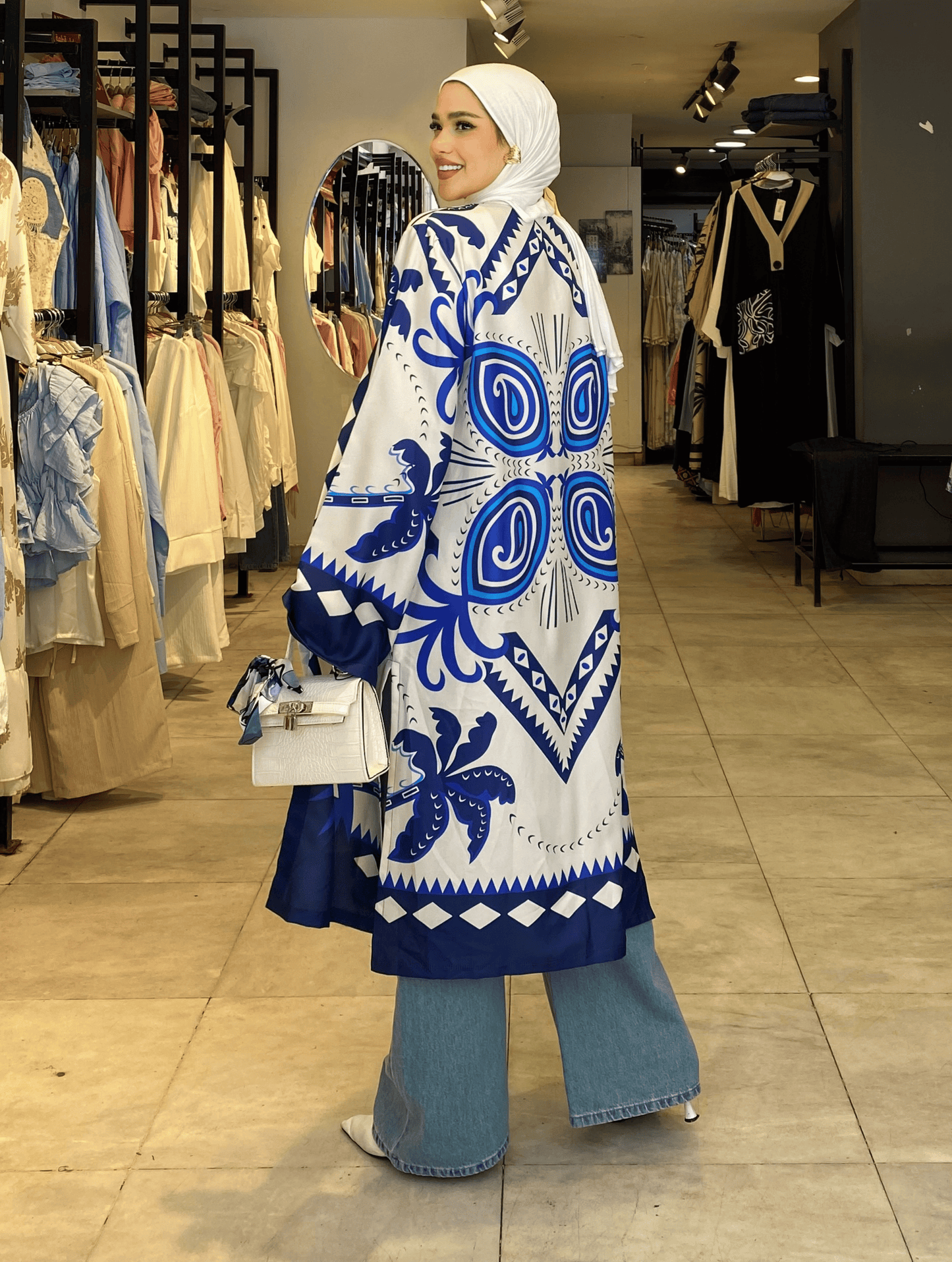 Blue Printed Cardigan ss25ms-car-5021