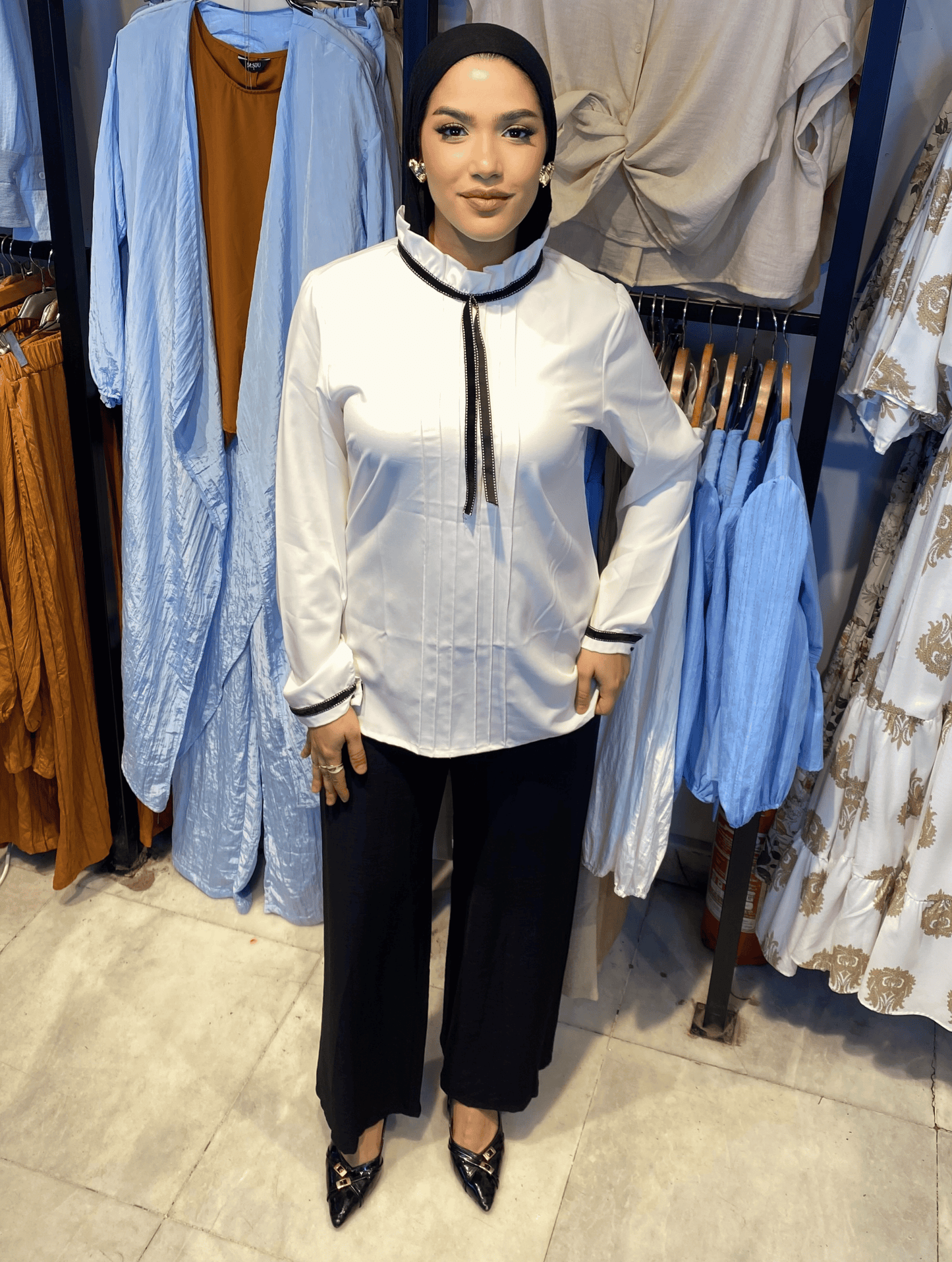 White Semi Formal Blouse ss25ms-blo-1050