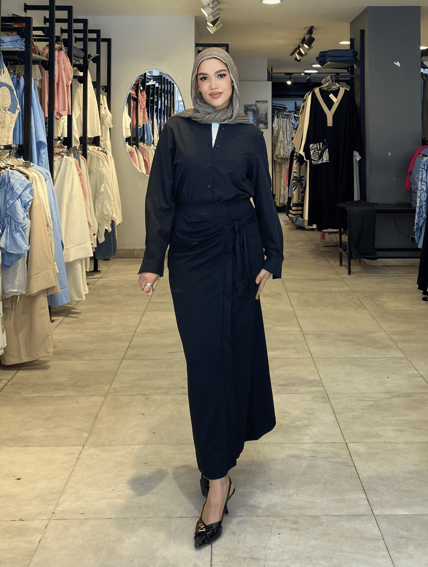 Black Ribbon Skirt ss25ms-skr-3006