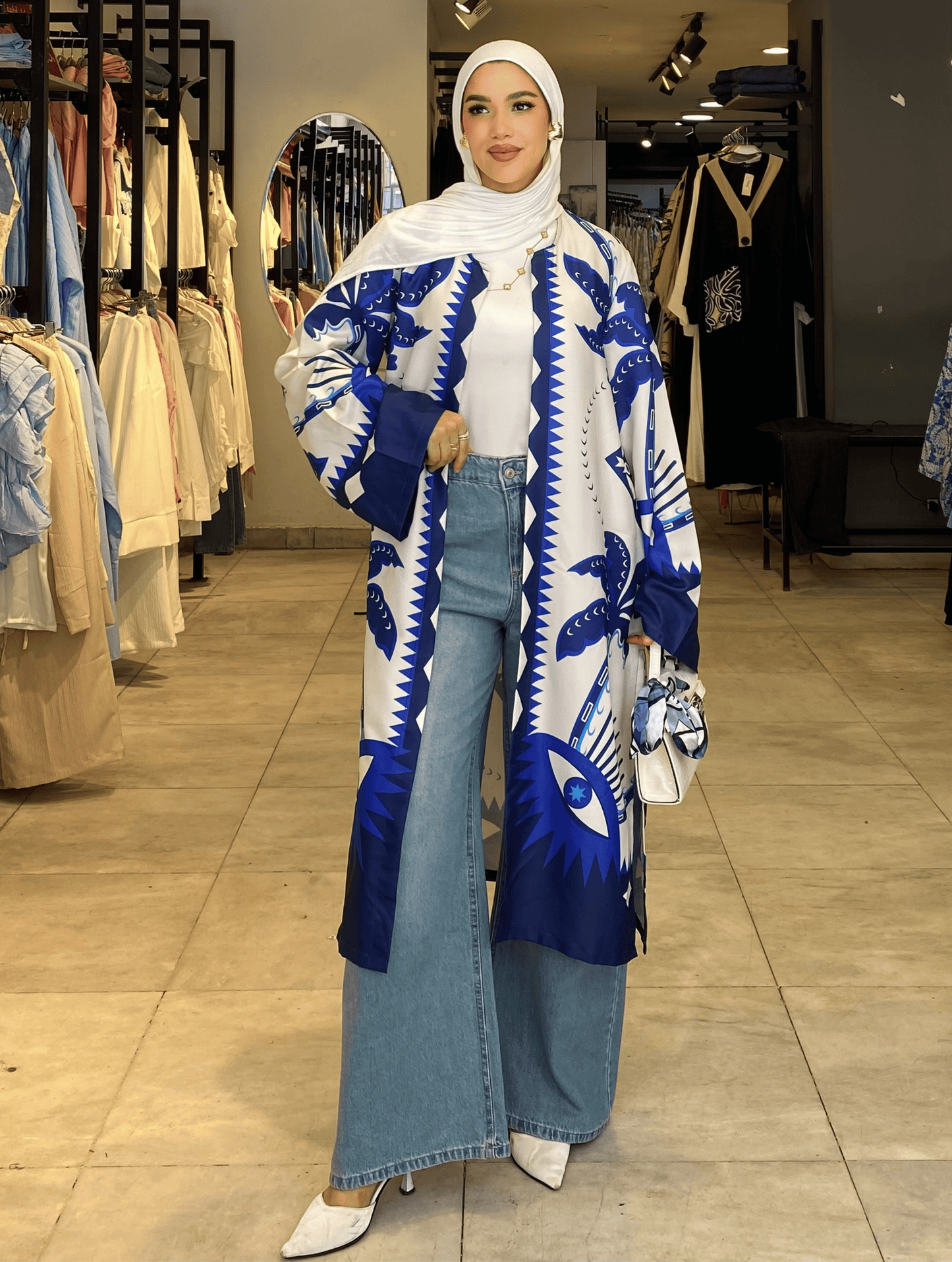 Blue Printed Cardigan ss25ms-car-5021