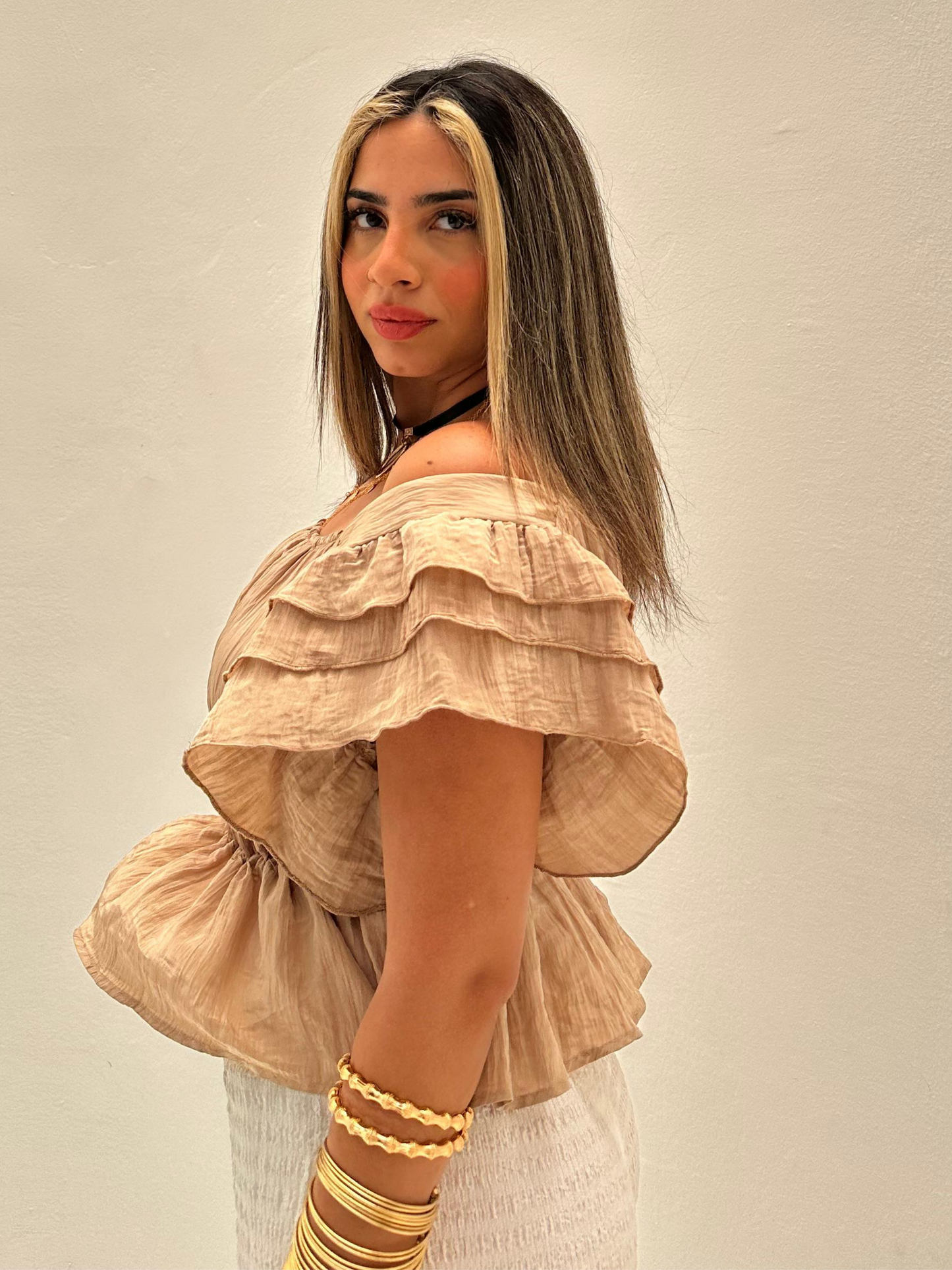 Beige Off Shoulder Top code: 1062