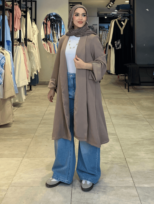 Light Brown Long Cardigan   ss25ms-car-5027