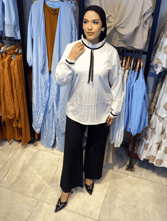 White Semi Formal Blouse   ss25ms-blo-1050