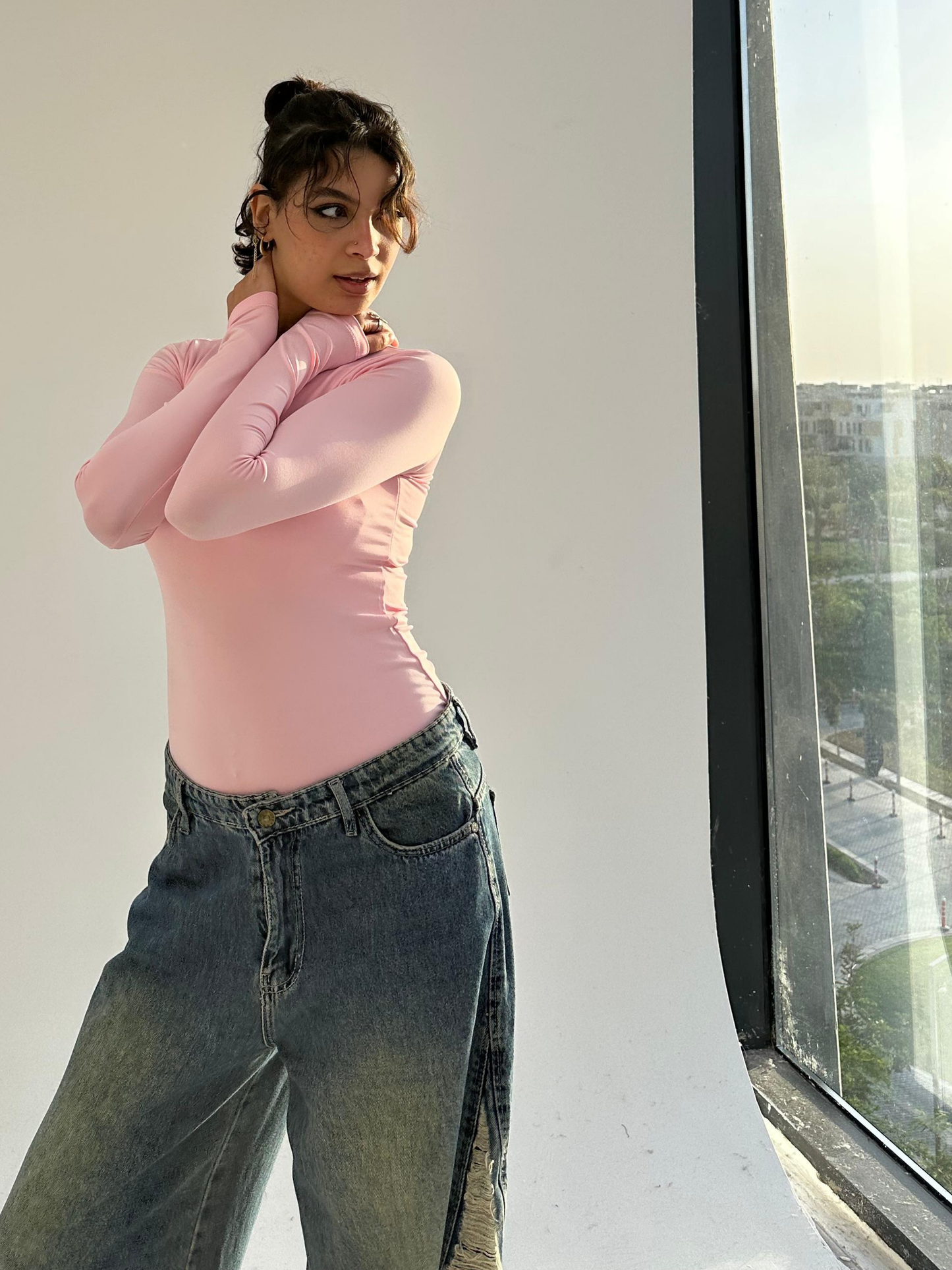 Pink Round Neck Full Sleeve Top