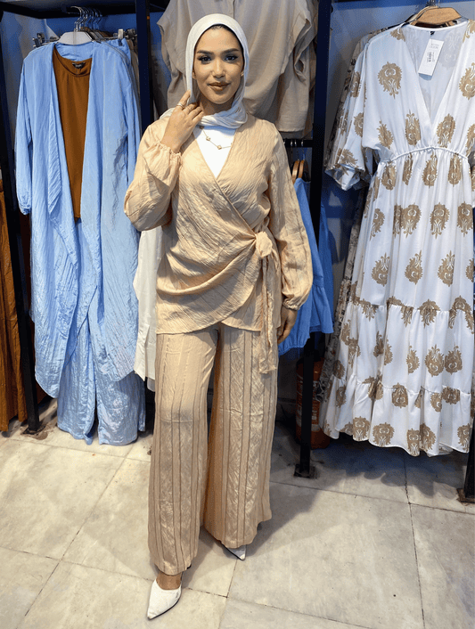 Light Beige Side Tie Set ss25ms-set-9646
