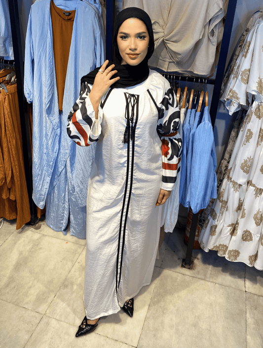 Printed Black x White Cardigan   ss25ms-drs-4003