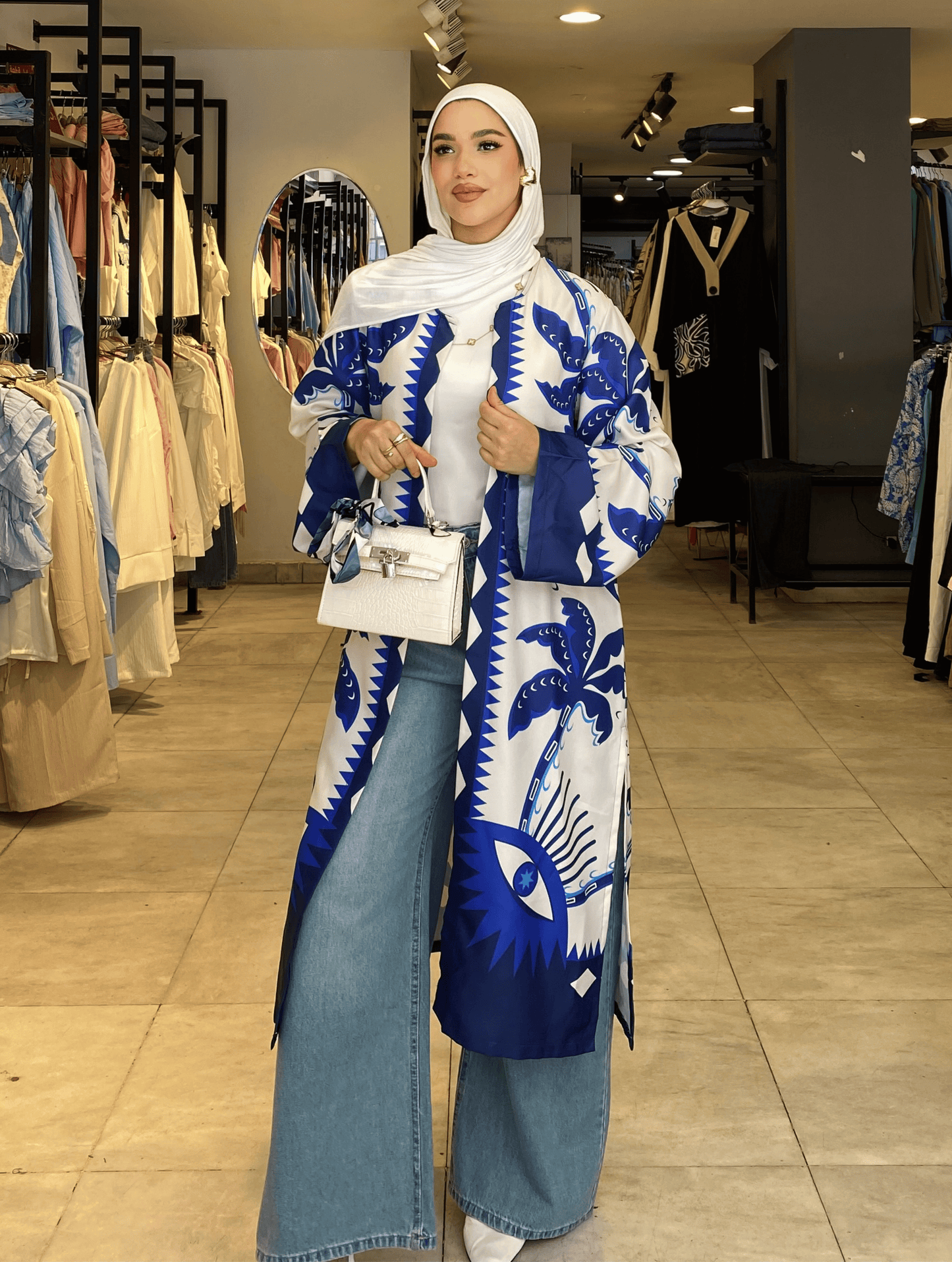Blue Printed Cardigan   ss25ms-car-5021