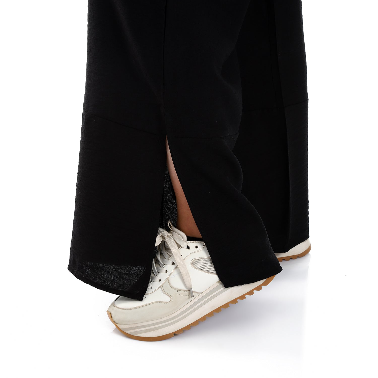 Side Pockets Practical Black Slip On Textured Pants