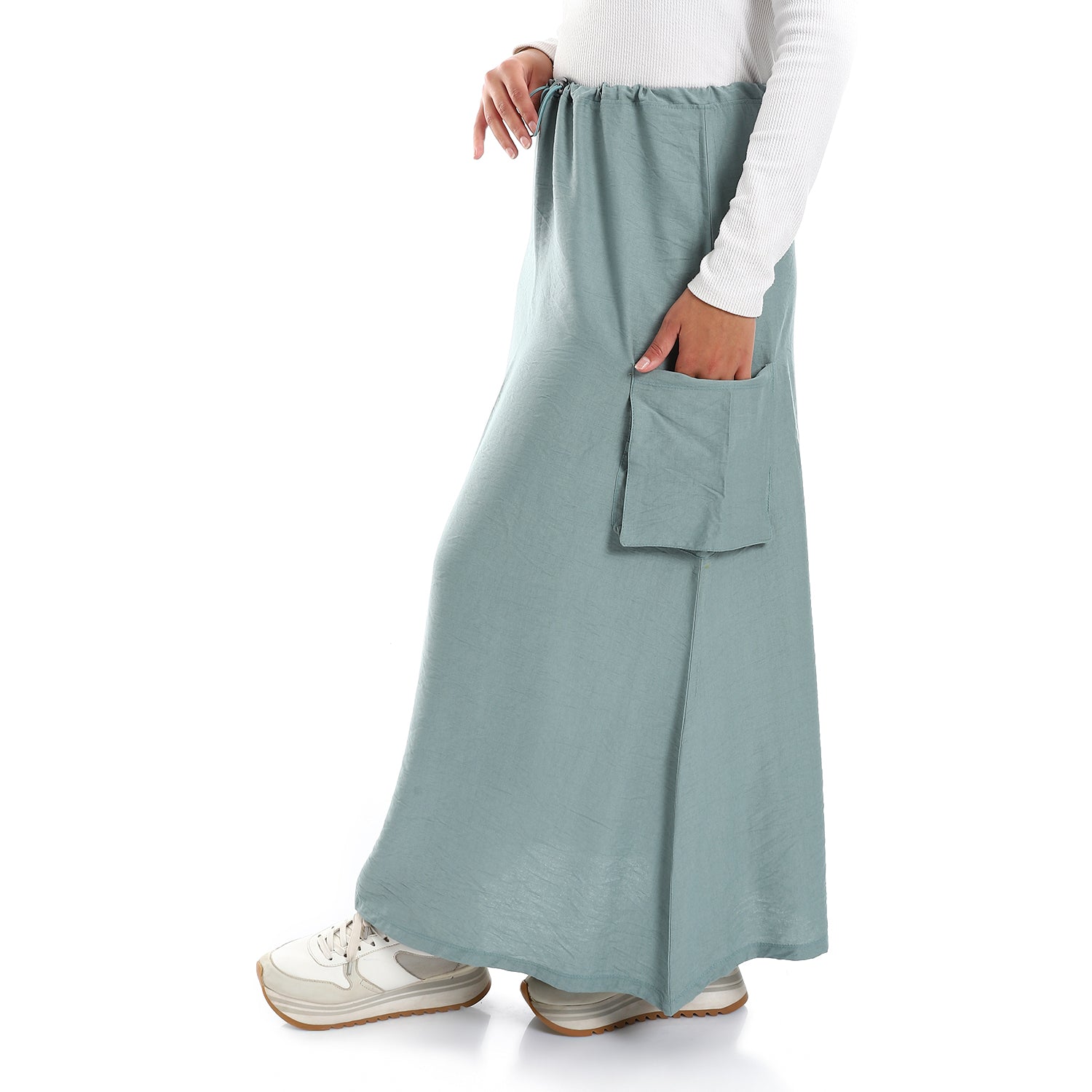 Double Closure Textured Casual Skirt