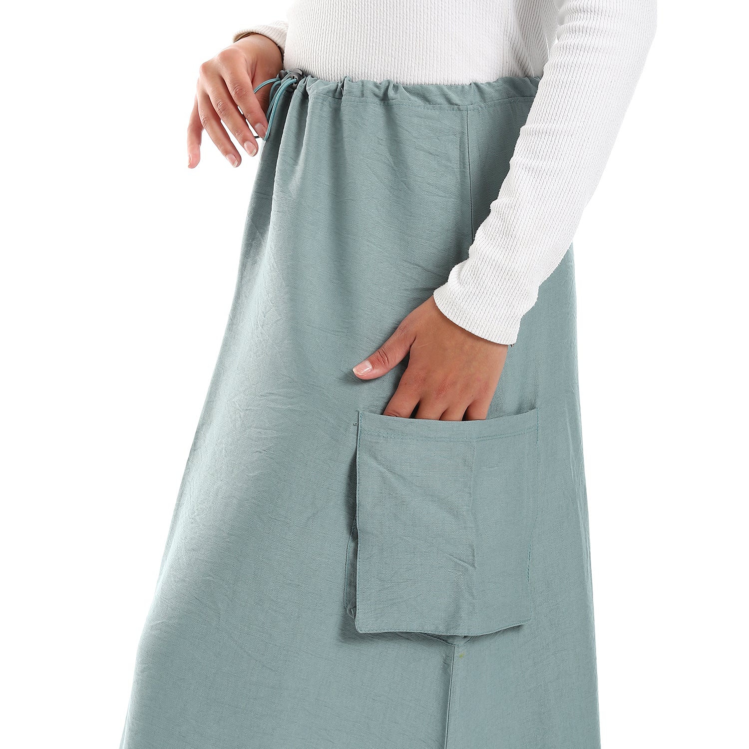 Double Closure Textured Casual Skirt