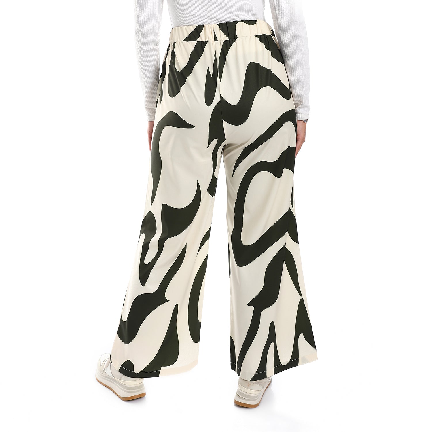 Self Pattern OLIVE & BEIGE Wide Leg Casual Pants