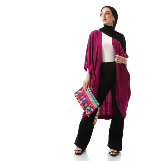 Loose Fit Batwing Indigo Plain Cardigan