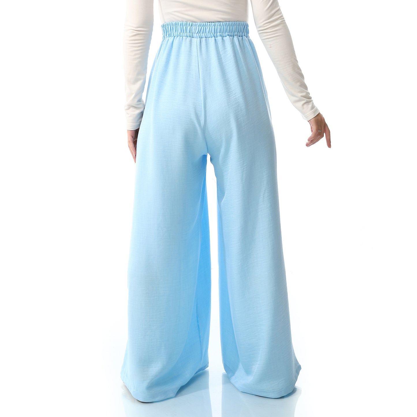 بنطلون كتان واسع الساق - SS24MSCAPNTS2033-SKY BLUE