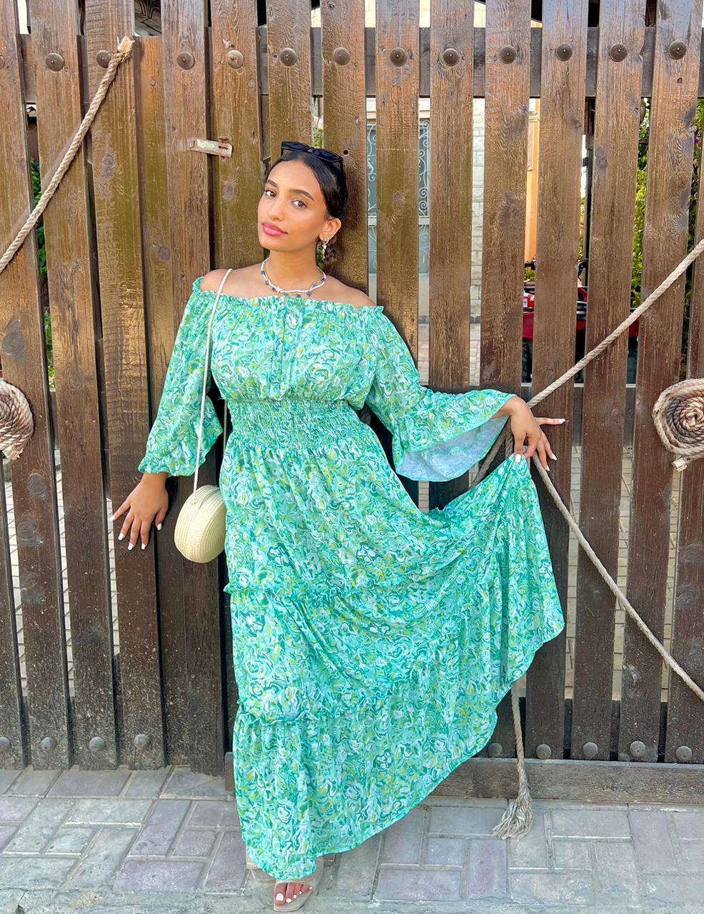 Flourishing Green Dress - LS
